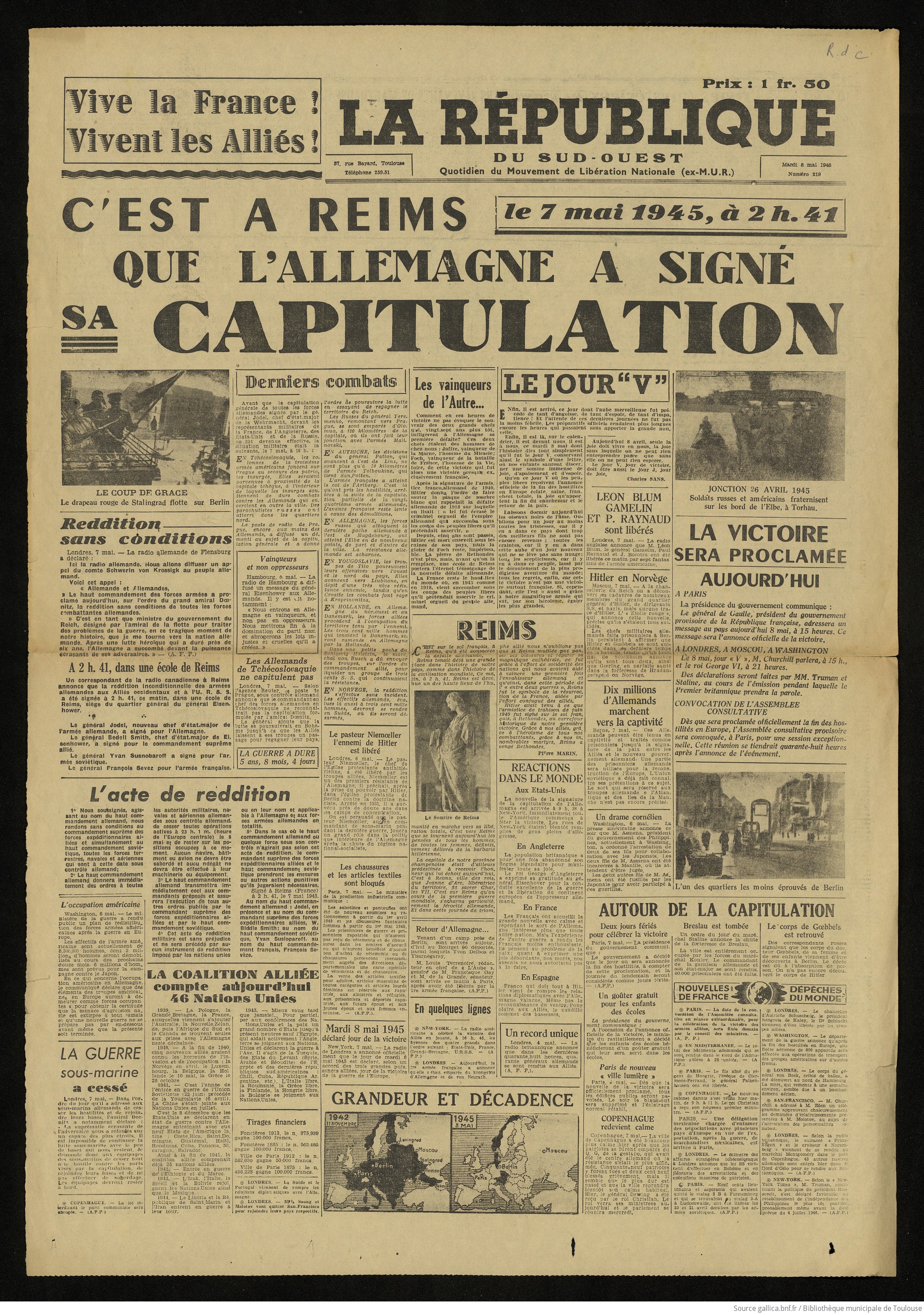 La république du sud ouest - 8 mai 1945